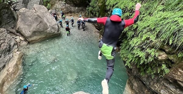 canyoning of barbaira close to nice in italy border