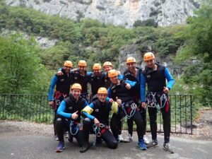 Sortie evg dans les gorges du loup en canyoning.